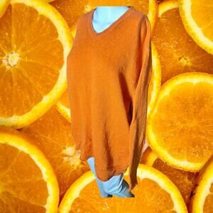Polo Jeans Co by Ralph Lauren Men's Orange Wool V-Neck Long Sleeve Jumper Size L